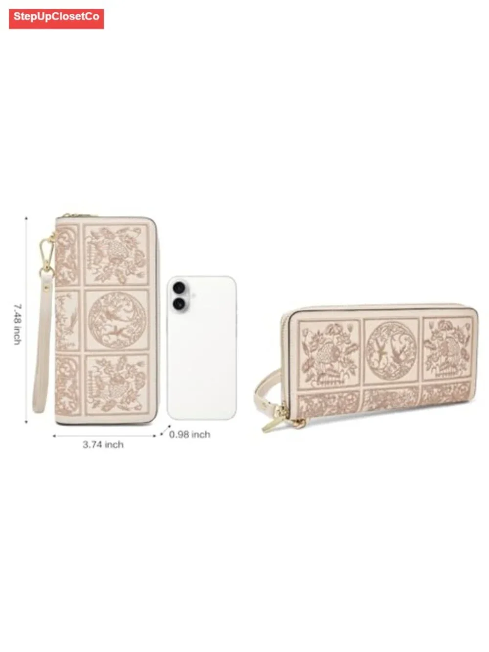 Leather Wallets for Women RFID Blocking Zipper Wristlet Clutch